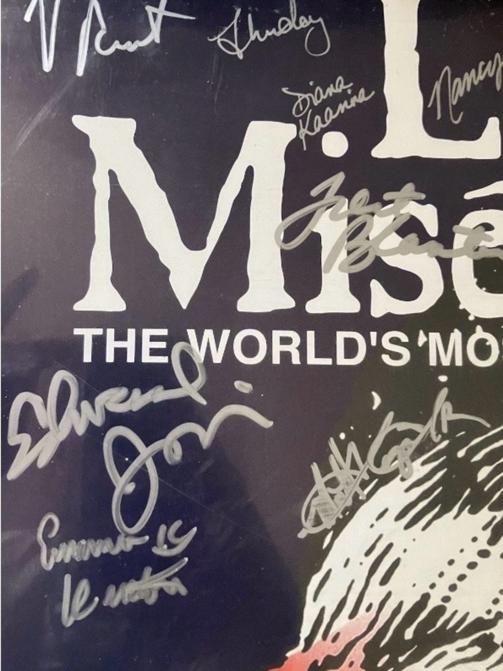 Framed/Signed Cast-signed Poster for the Broadway Musical Les Misérables!Offers!